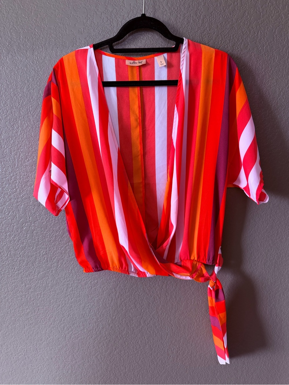 Willow Striped Wrap Blouse in Red, Pink & Orange